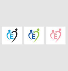 Letter E Community Logo Template Teamwork Heart