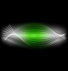 A Green And White Wave On A Black Background