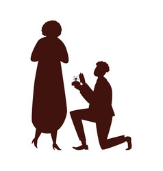 Brown Silhouette Of Man On Knee Making Marriage