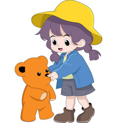 Cute Girl Is Playing With Teddy Bear