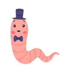 Funny Pink Worm Character With Long Tube Body