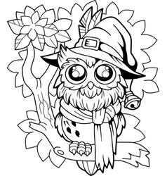 Cute Owl Wizard Coloring Book