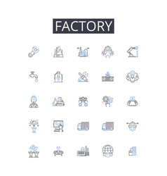 Factory Line Icons Collection Plantation