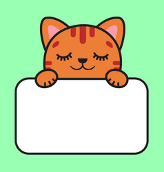 Red Cat Is Sleeping The Holding A Card