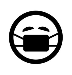 Cartoon Smile Face In Mask Emoticon Icon Flat