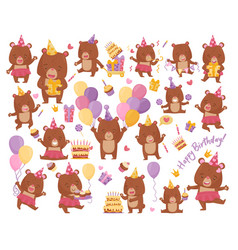 Cute Baby Bears Celebrating Birthday Set Funny