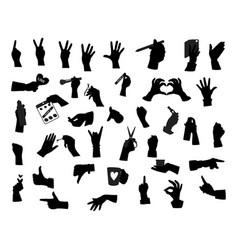 Big Set Hands Isolated Silhouettes