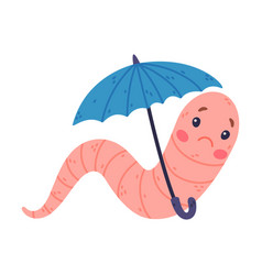 Funny Pink Worm Character With Sad Face