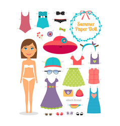 Summer Paper Doll Girl With Dress And Hat