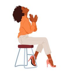 Black Woman Sits Gracefully In A Chair Her Palms