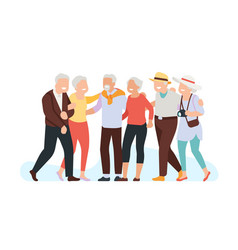 Elderly People Standing Together Happy Mature