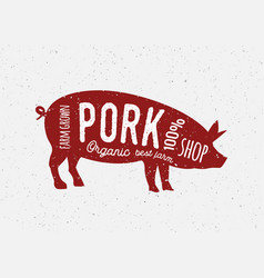 Pork Butcher Vintage Diagram Meat Pig Cut