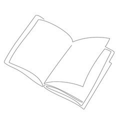 Single One Line Drawing Of Open Text Book For