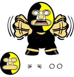 Screaming Chibi Mexican Wrestler Cartoon