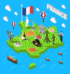 France Isometric Sightseeing Map For Tourists