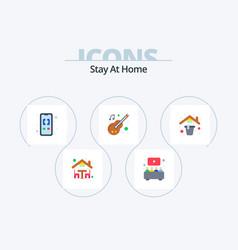 Stay At Home Flat Icon Pack 5 Icon Design