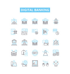 Digital Banking Line Icons Set Digital