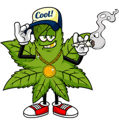 Gangsta Marijuana Leaf Cartoon Character