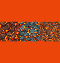 Lava Magma With Stones In Cartoon Style Seamless