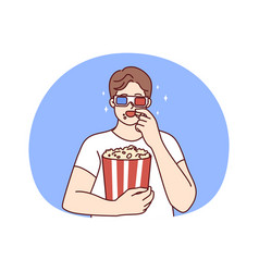 Man In 3d Glasses Eating Popcorn