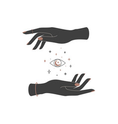 Mystical Celestial Eye Between Woman Hands