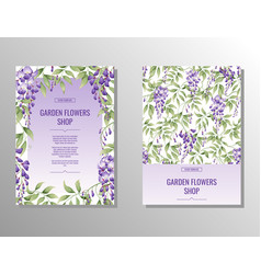 Flyer Set With Purple Wisteria Flower And Garden