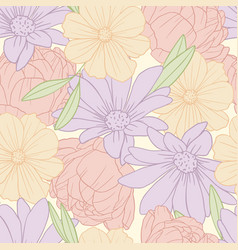 Retro Boho Flowers Floral Seamless Pattern