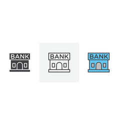 Bank Building Icon Set Financial Customer Credit