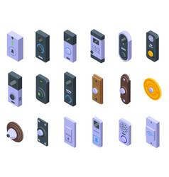 Door Bell Icons Set Isometric Home