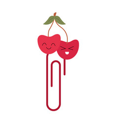 Funny Hand Drawn Paper Clip For Kids With Cherry