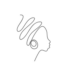 Abstract African Woman Face In Profile With Big