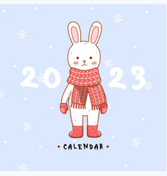 Calendar 2023 With Cute Kawaii Rabbit Poster