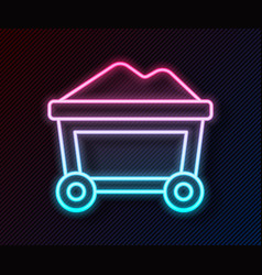 Glowing Neon Line Mine Cart With Gold Icon