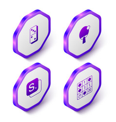 Set Isometric Domino Racket Bingo And Card Icon