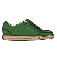 Cartoon - Pair Green Skaters Shoes Side View