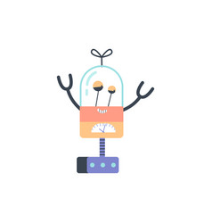 Cute And Funny Robot Character Cartoon Flat