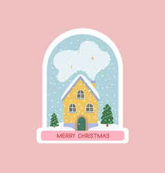 Cute Christmas House Inside A Snow Globe