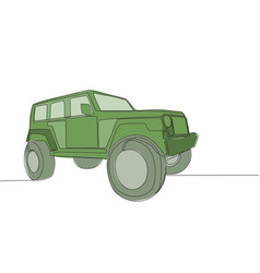 Single Line Drawing Of 4x4 Wheel Drive Tough Jeep