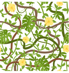 Cartoon Jungle Liana Plants Seamless Pattern