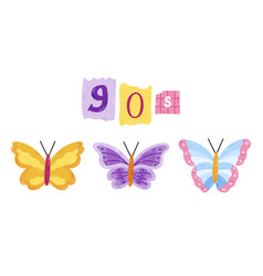 Cute Cartoon Set Of Butterflies As Trendy Symbol