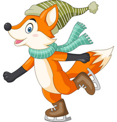 Cute Fox Cartoon Wearing Scarf And Hat