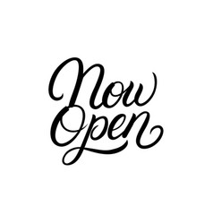 Now Open Hand Written Lettering Text