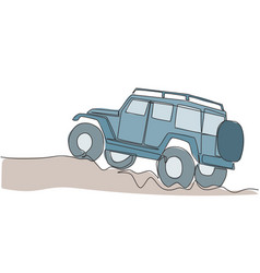 Single Line Drawing Of Tough 4x4 Speed Trail Jeep