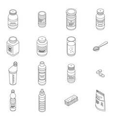 Sports Nutrition Icons Set Outline