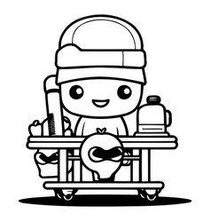 Cute Cartoon Construction Worker Character Flat