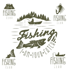 Set Vintage Labels With Fishing Theme Royalty Free Vector