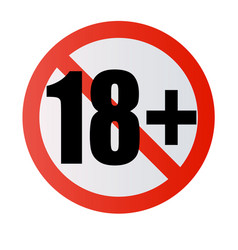 Under 18 Years Prohibition Sign Adults Only