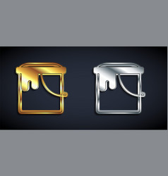 Gold And Silver Paint Bucket Icon Isolated