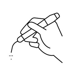 Hand Holding Laser Medical Equipment Line Icon