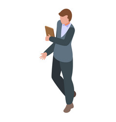 Businessman Holding Tablet And Gesturing Isometric